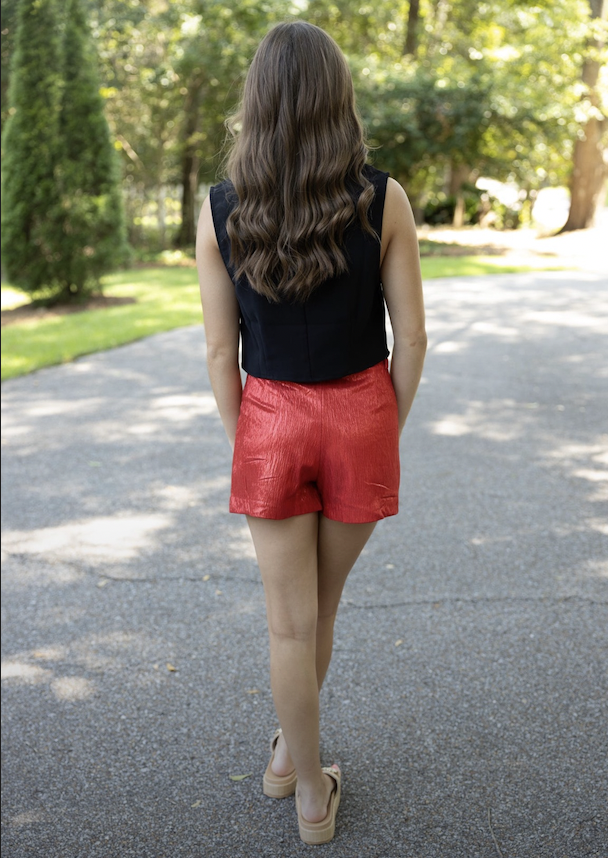 High-Waisted Texturized Shorts