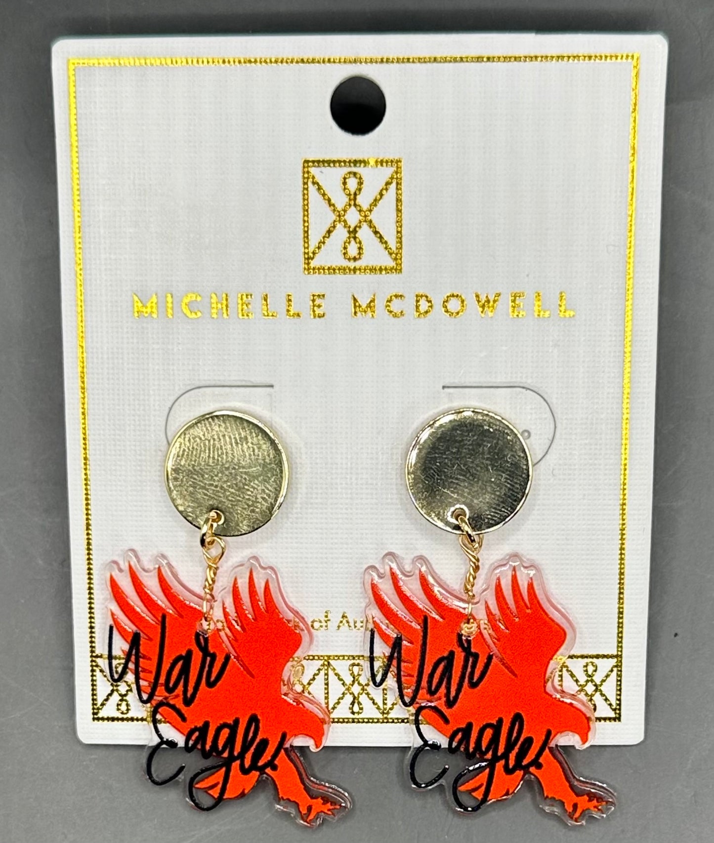 AU Orange Eagle Earrings