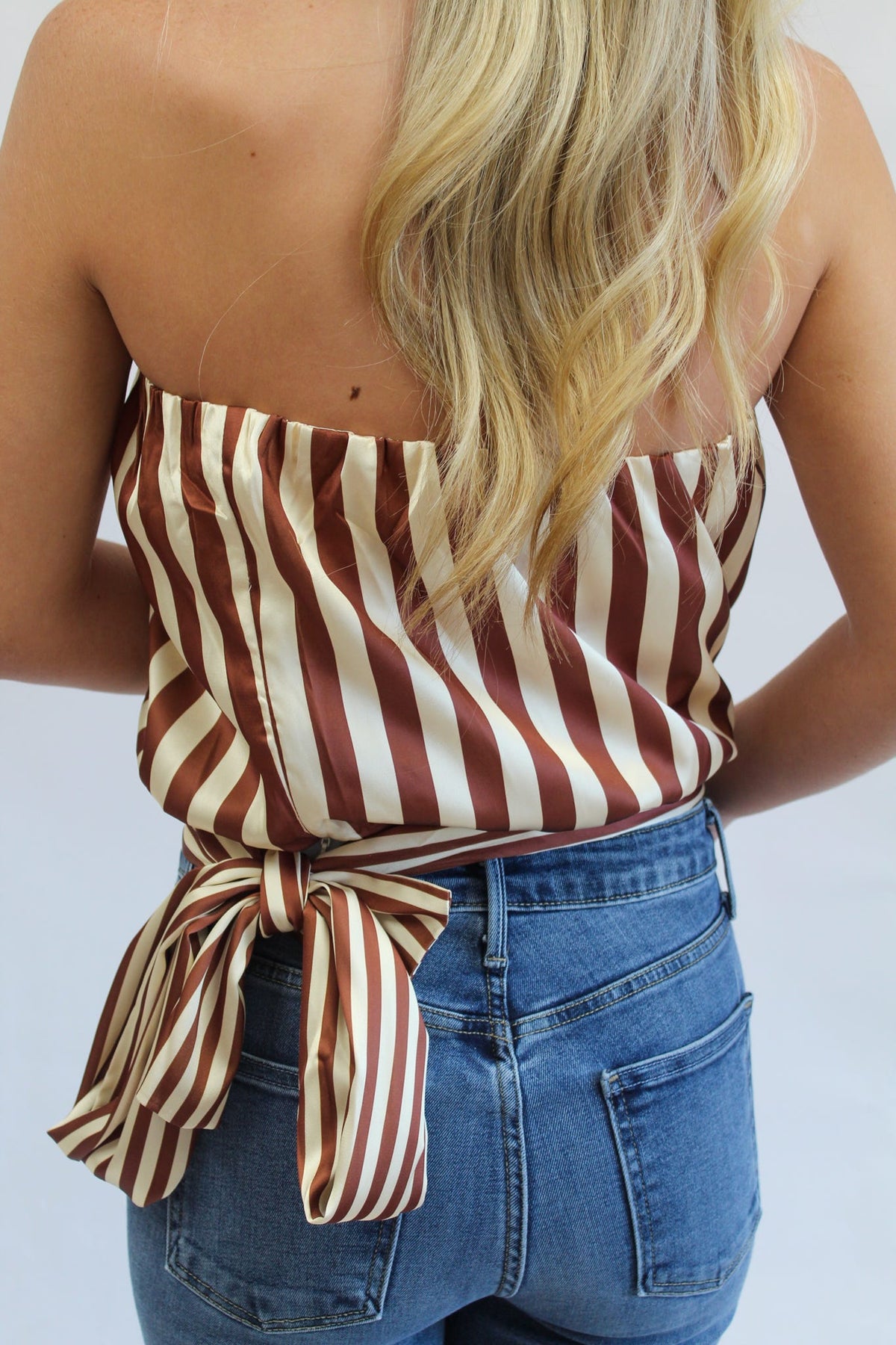 Toffee Tie Strapless Top