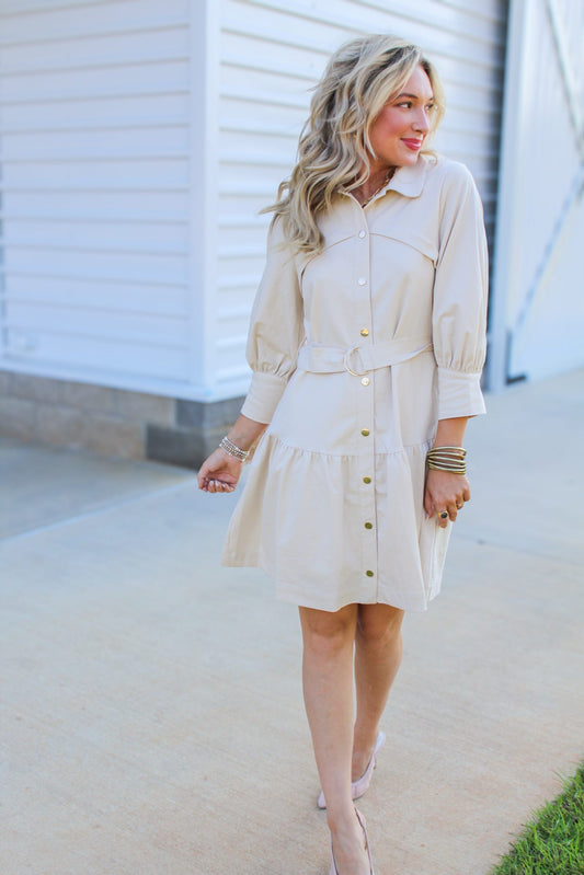Berkley Mid Sleeve Button Up Dress