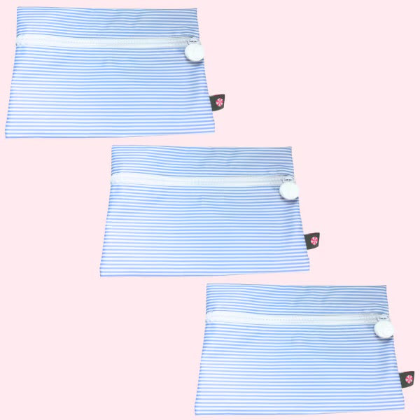 Baby Blue Preppy Stripe Cosmo Bag