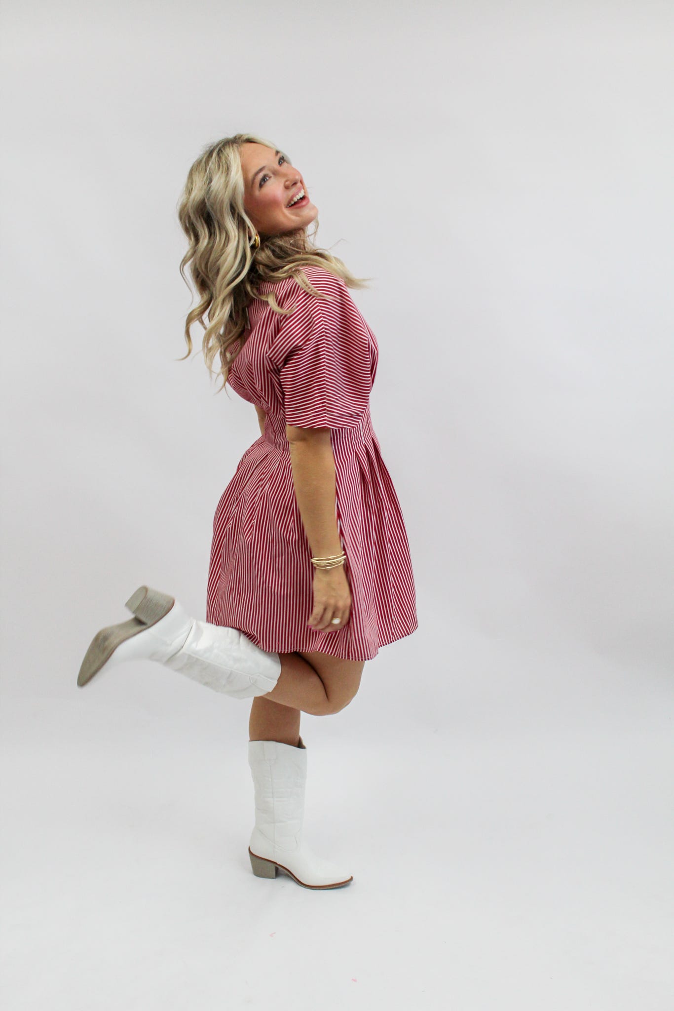Summer Stripped Pleated Mini Dress
