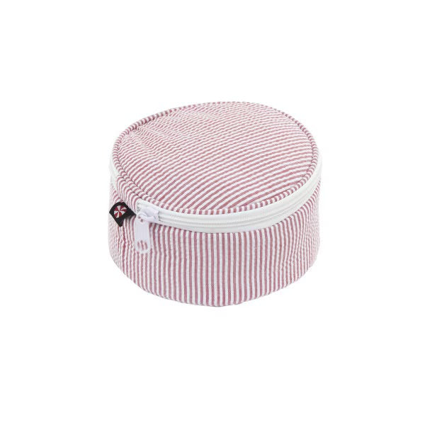 6" Red Seersucker Button Bag