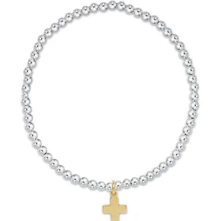 Classic Mixed Metal 3mm Signature Cross Gold Charm