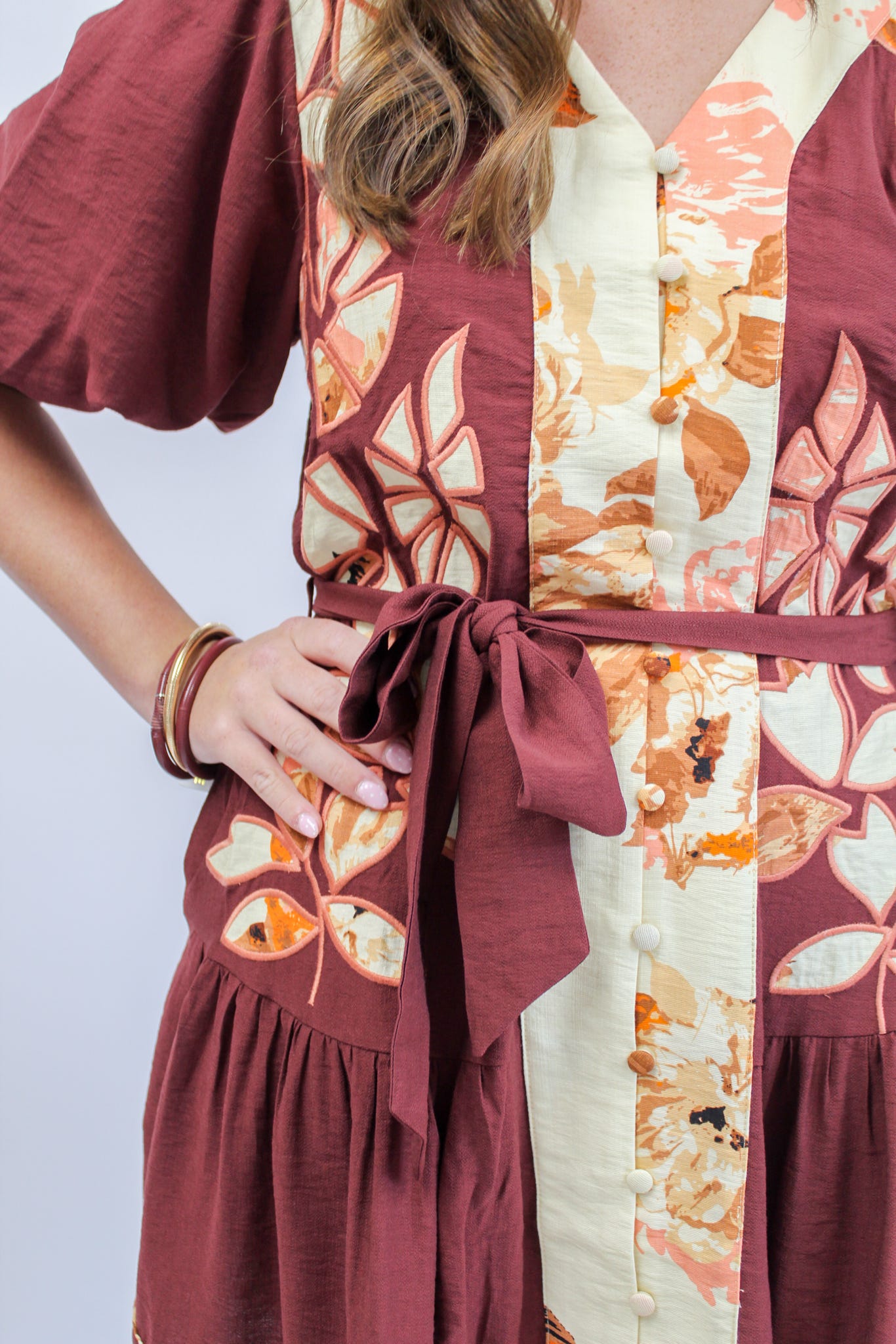 Paislee Puff Sleeve Button Up Dress