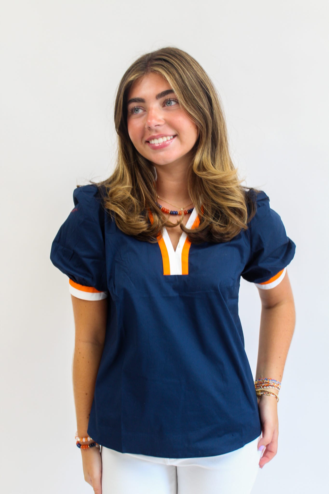 Navy/Orange Tricia Top