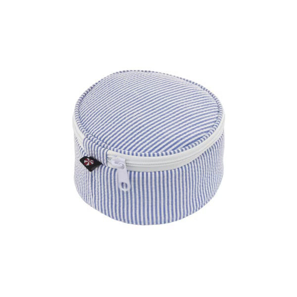 6" Navy Seersucker Button Bag
