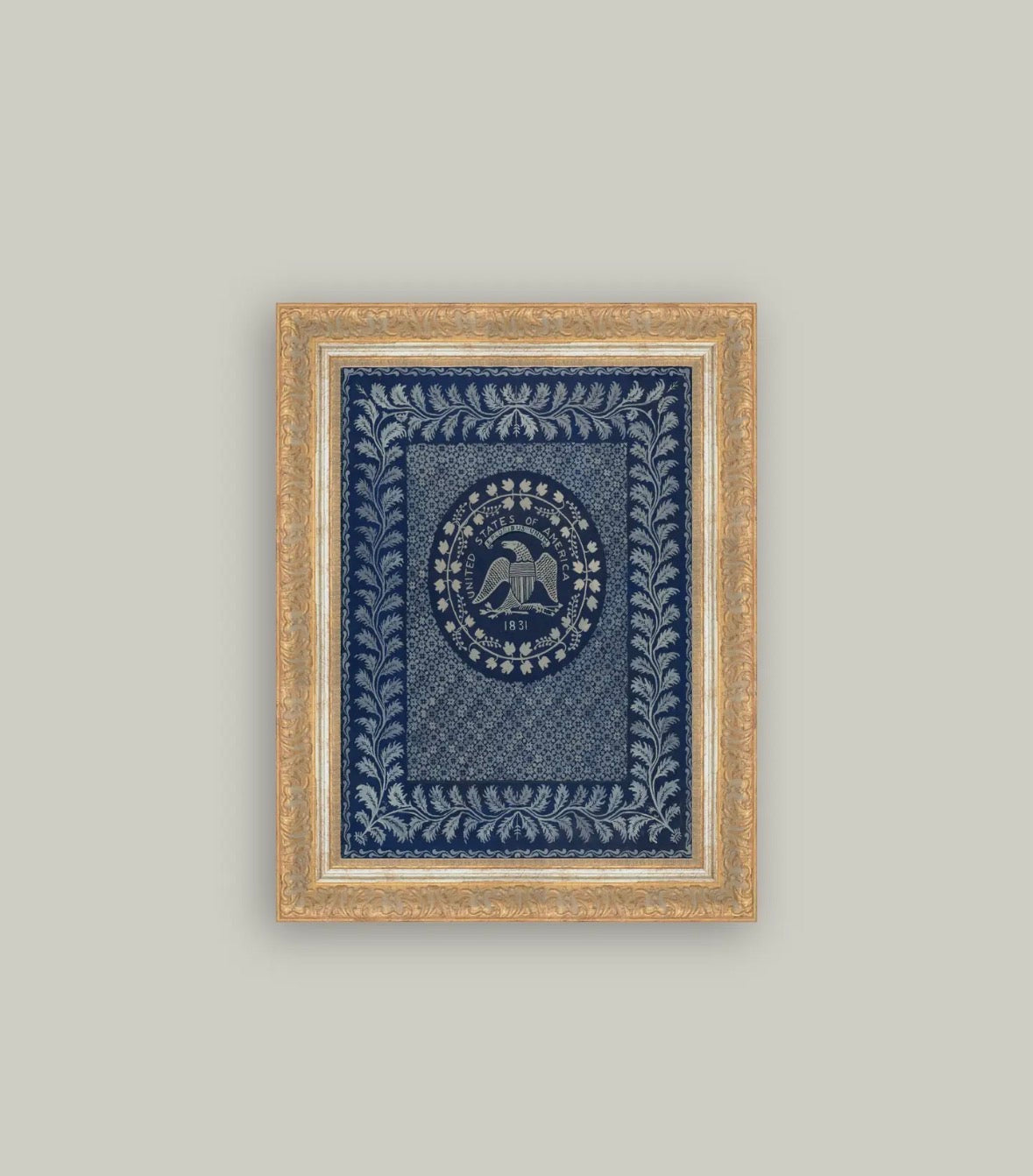 America in Blue Framed Art 7x9