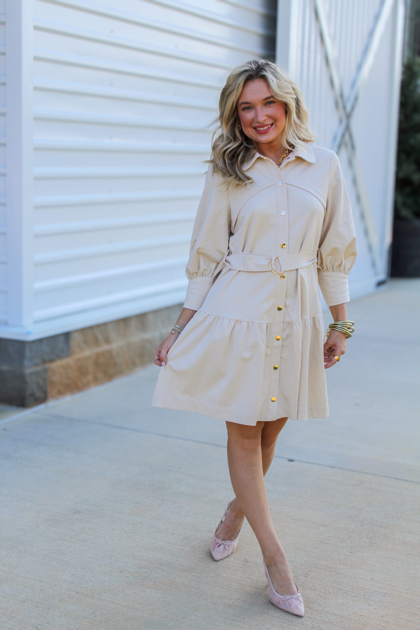 Berkley Mid Sleeve Button Up Dress