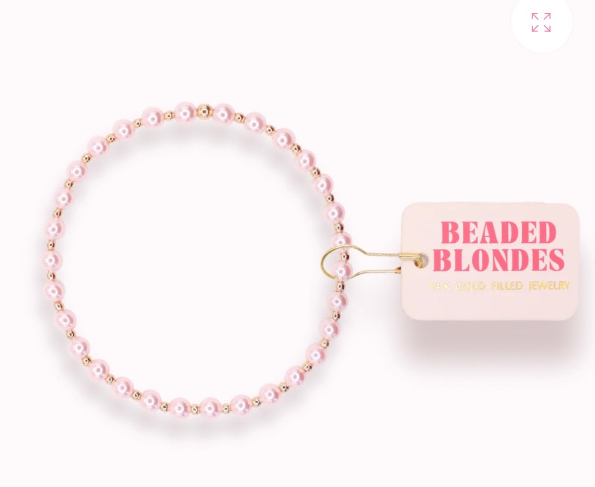 Pink Mini Luci Pearl Bracelet in Gold