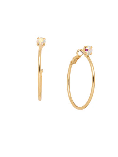 Mini Serafina Hoop Earrings - Bright Gold / Crystal Aurora Borealis