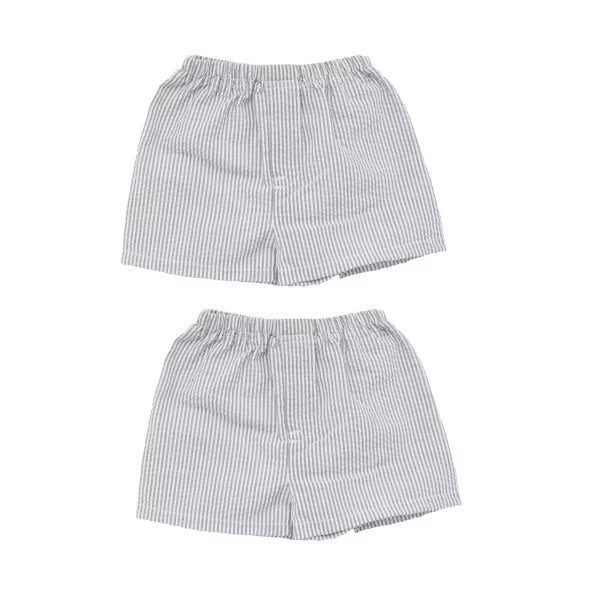 Grey Seersucker Shorts 0-6M