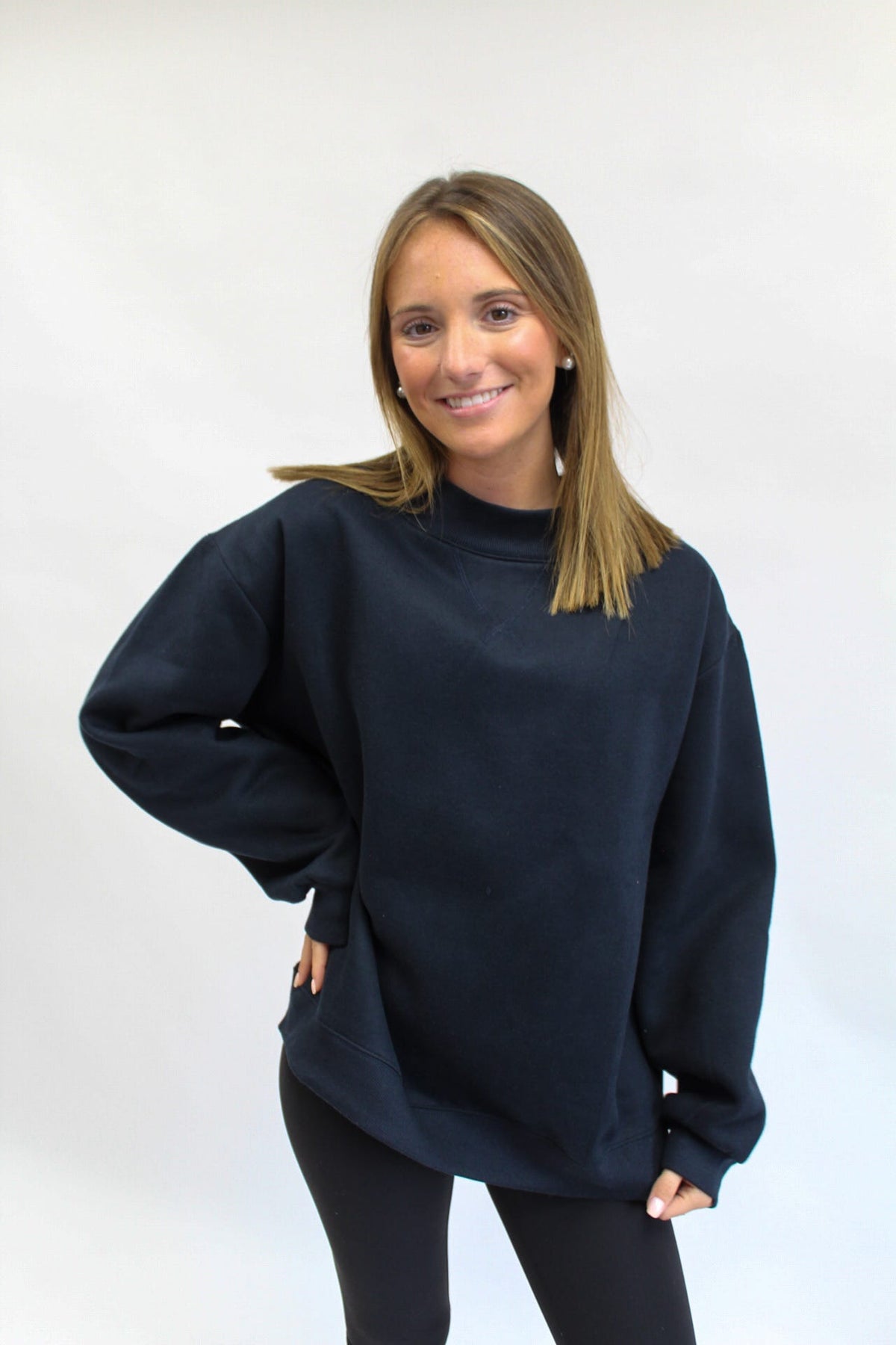 Overtime Essential Navy Blue Mockneck Sweatshirt