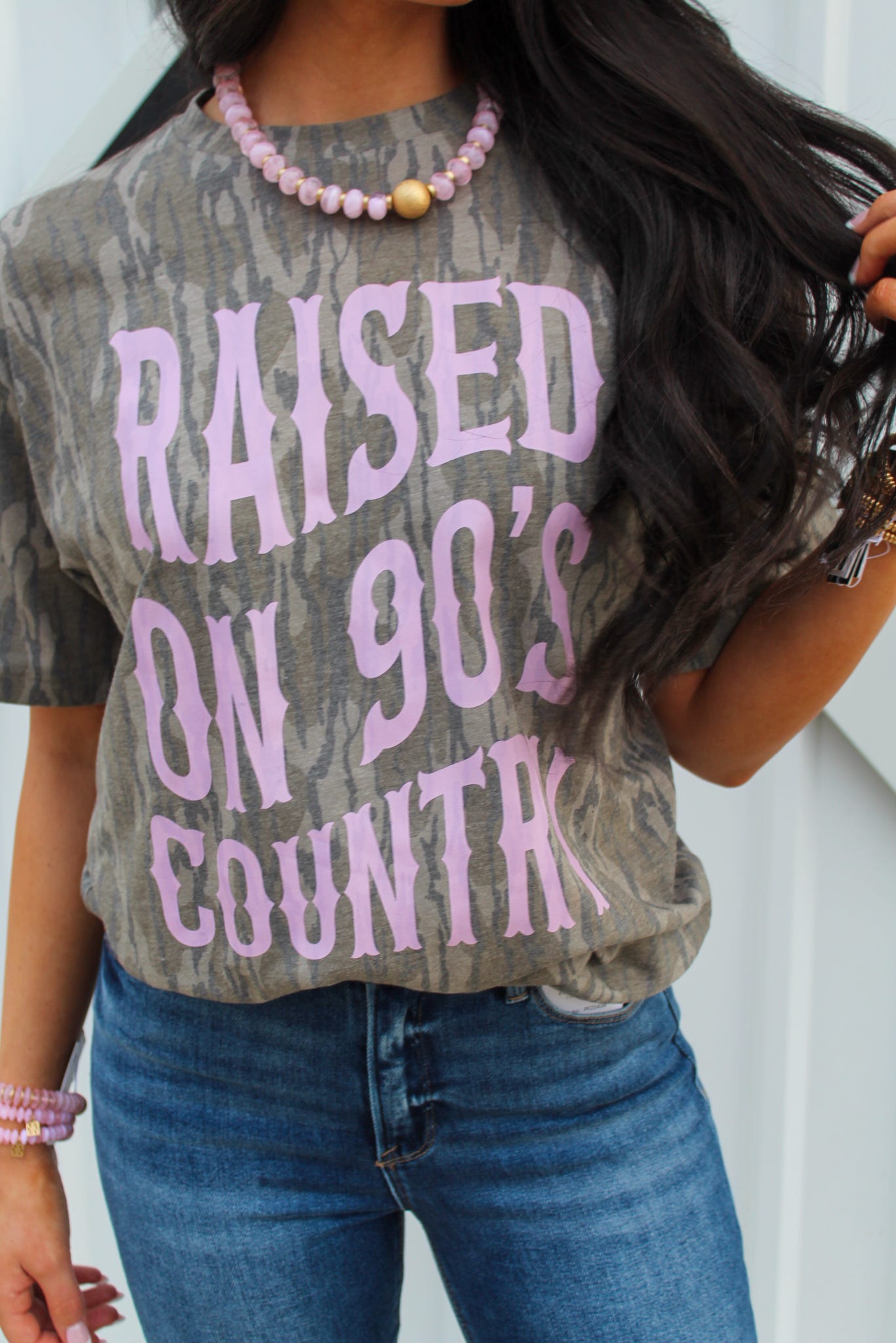Raised On Country Camo Top