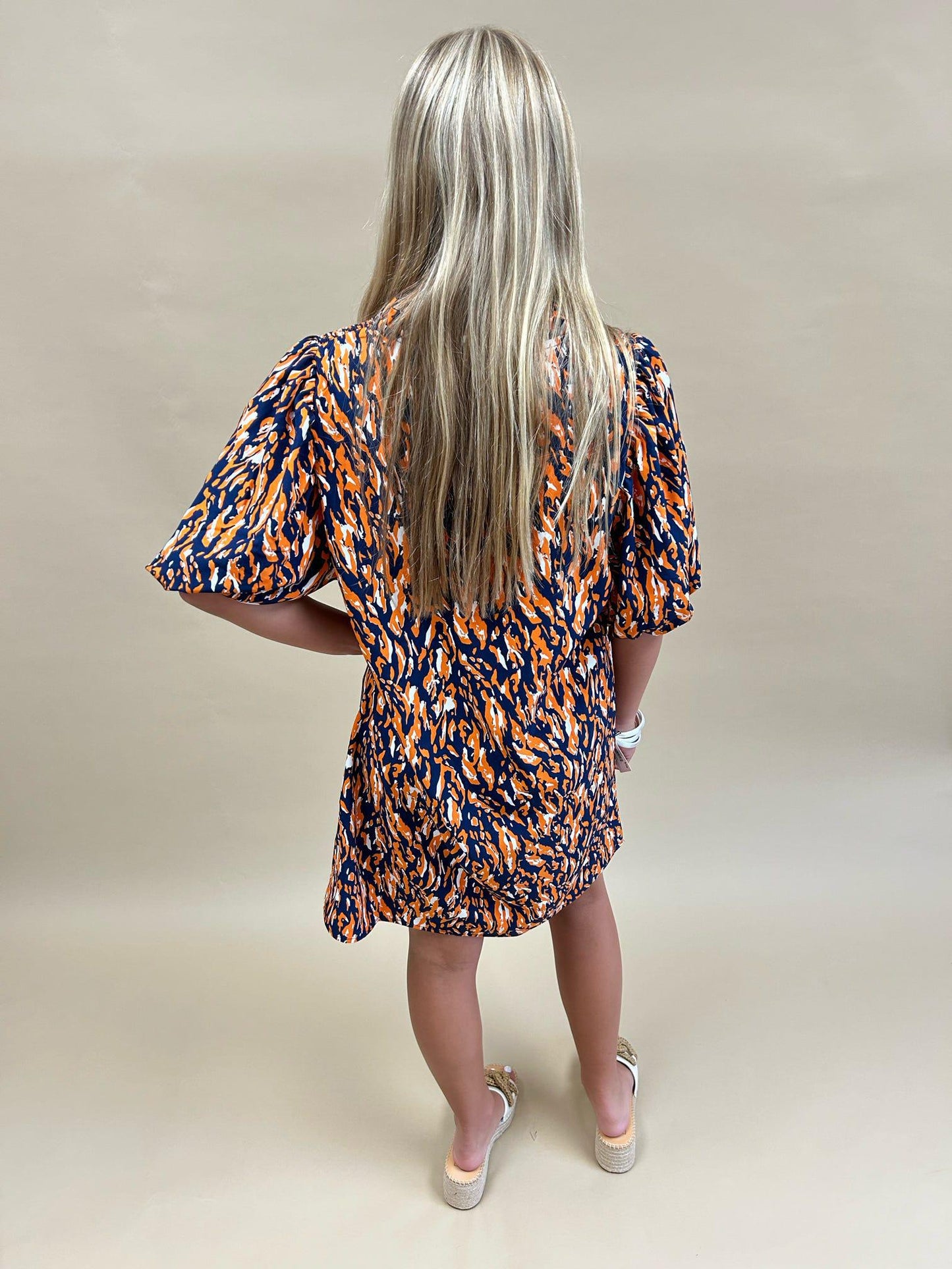 Dress Amelia Tiger Tail Navy/Orange Extra Small