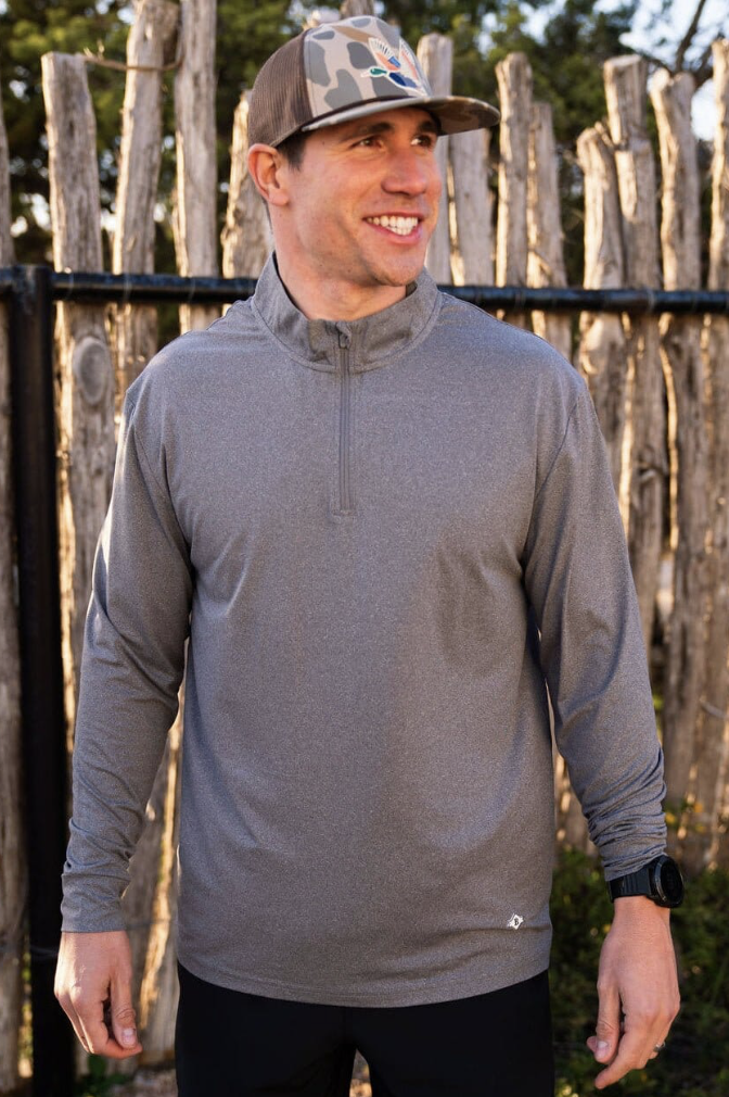 Performance Quarter Zip - Dark Heather Grey
