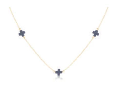 15" Choker Simplicity Chain Gold - Signature Cross Navy