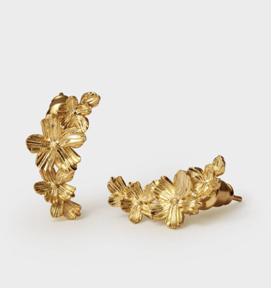 Floramour Waterproof Gold Crawler Earrings