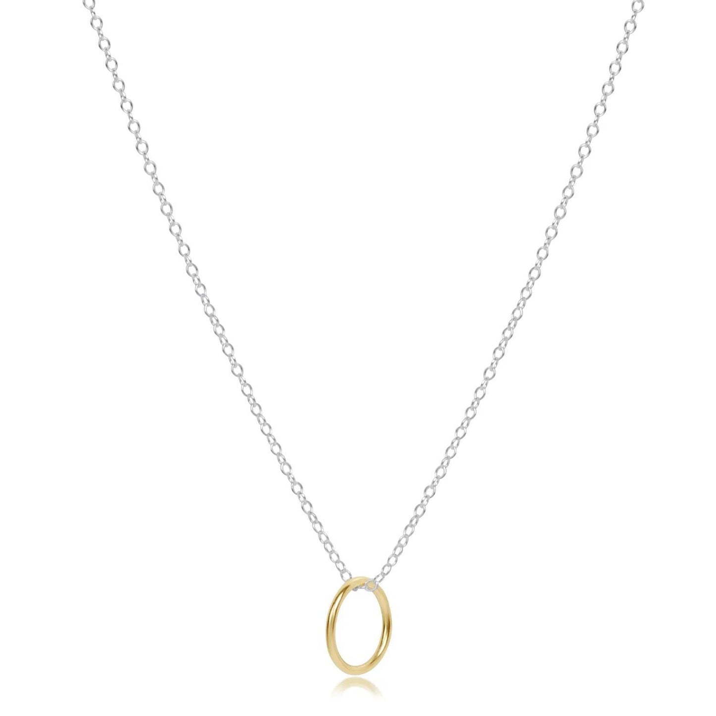 16" Necklace Sterling Mixed Metal- Halo Gold Charm