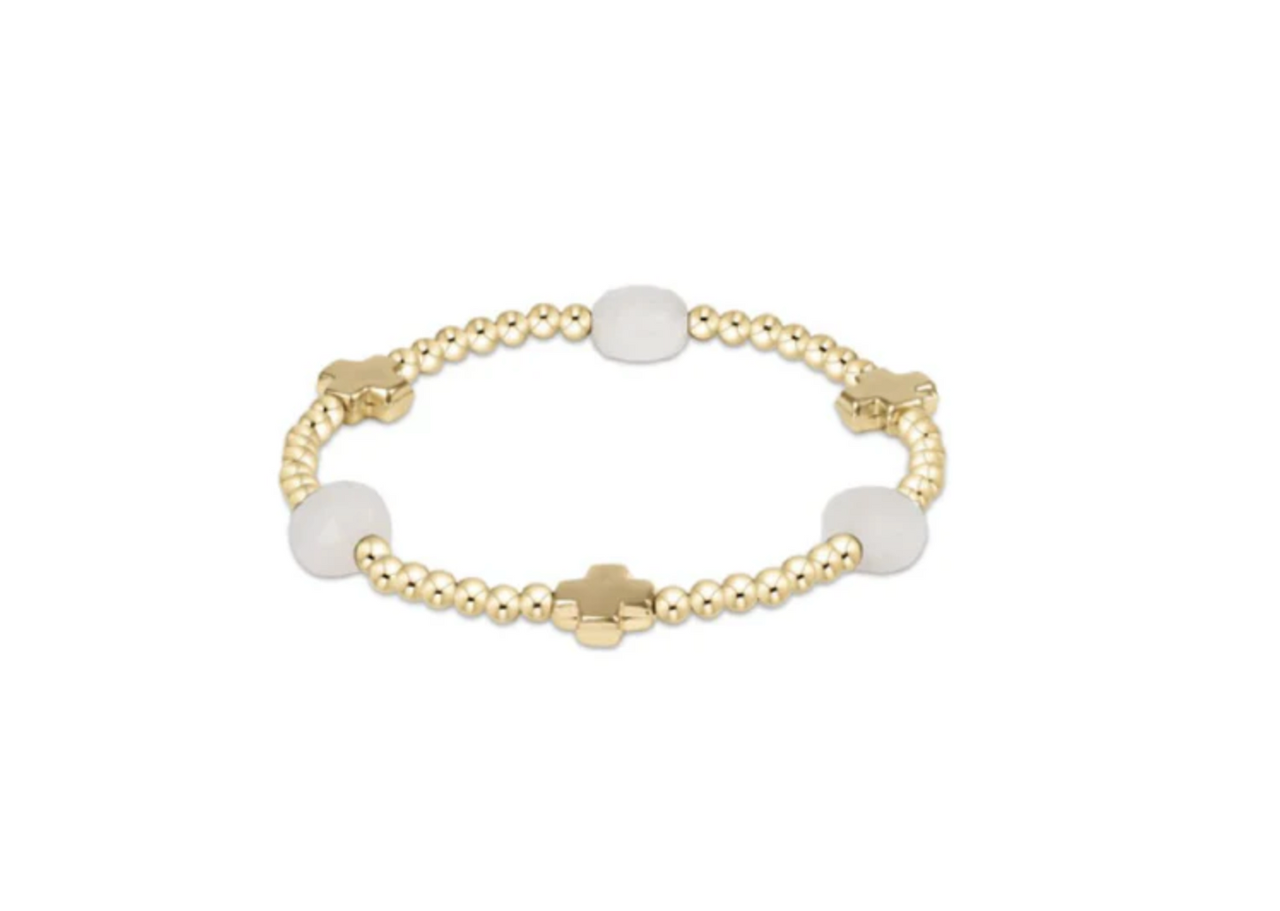 Signature Cross Admire Gold Pattern 3mm Bead Bracelet