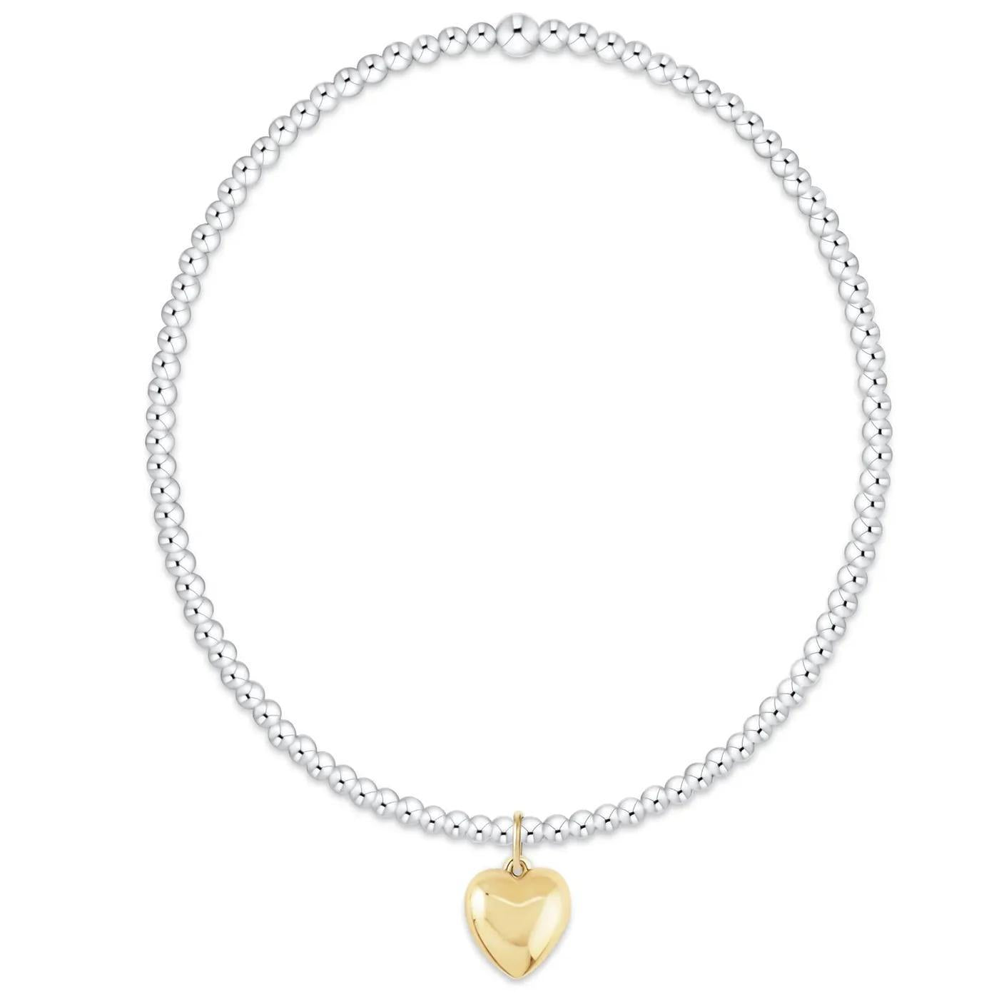 Classic Mixed Metal 2mm Bracelet- Love Plush Small Gold Charm