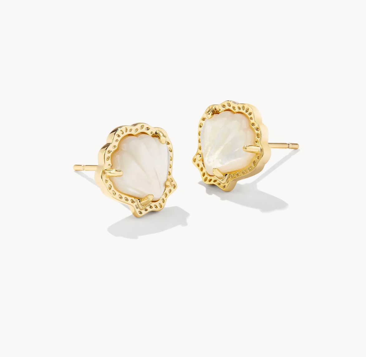 Brynne Shell Stud Ear Gold Ivory Mother of Pearl