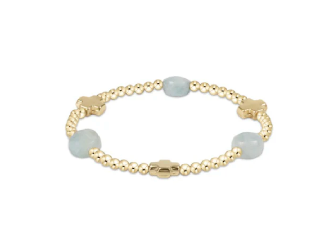 Signature Cross Admire Gold Pattern 3mm Bead Bracelet