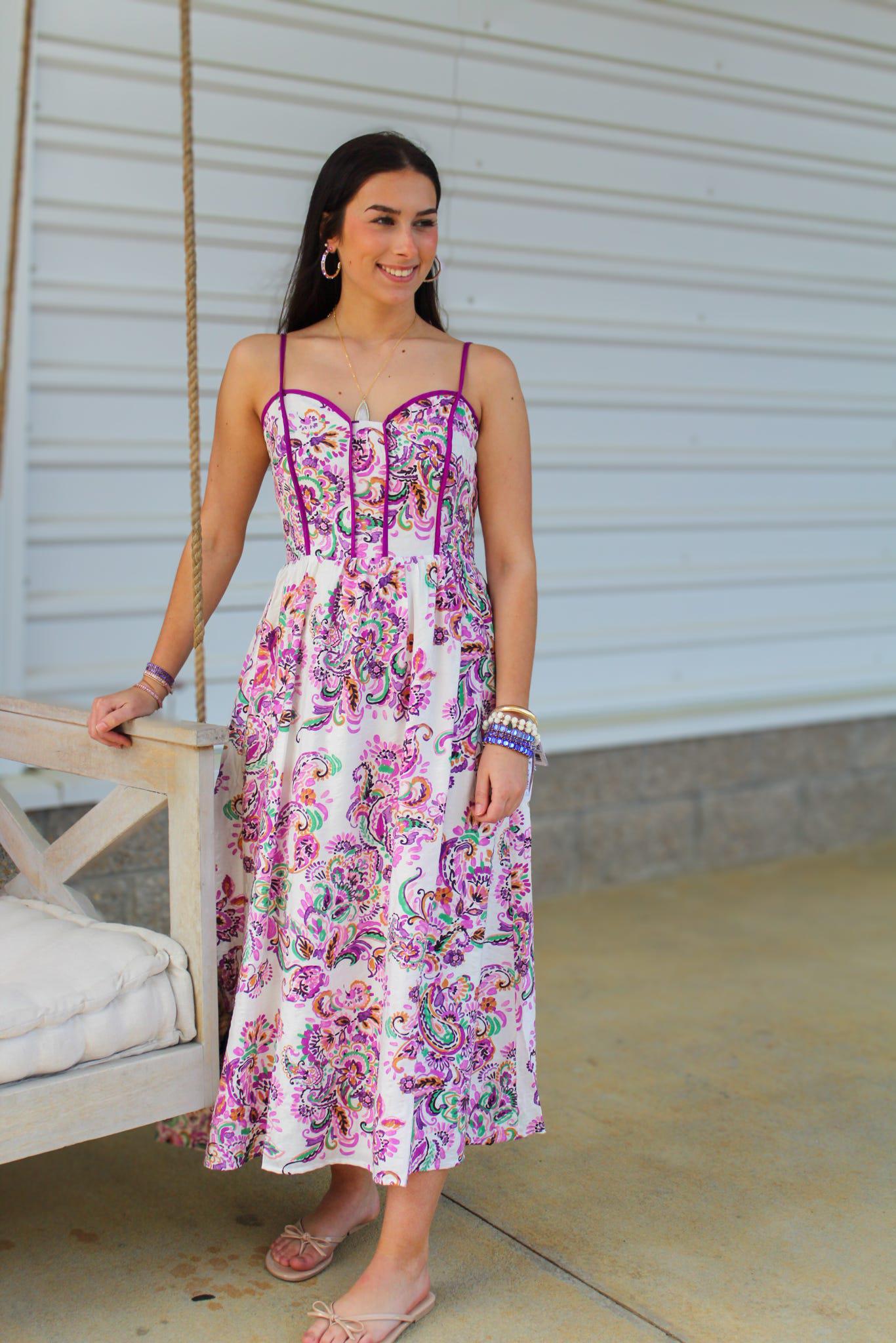 Liliana Paisley Print Midi Dress