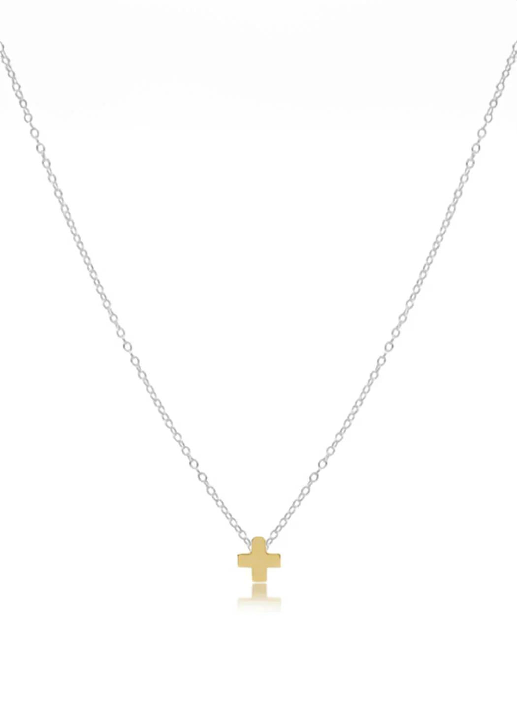 16" Necklace Mixed Metal- Signature Cross Small Gold Charm