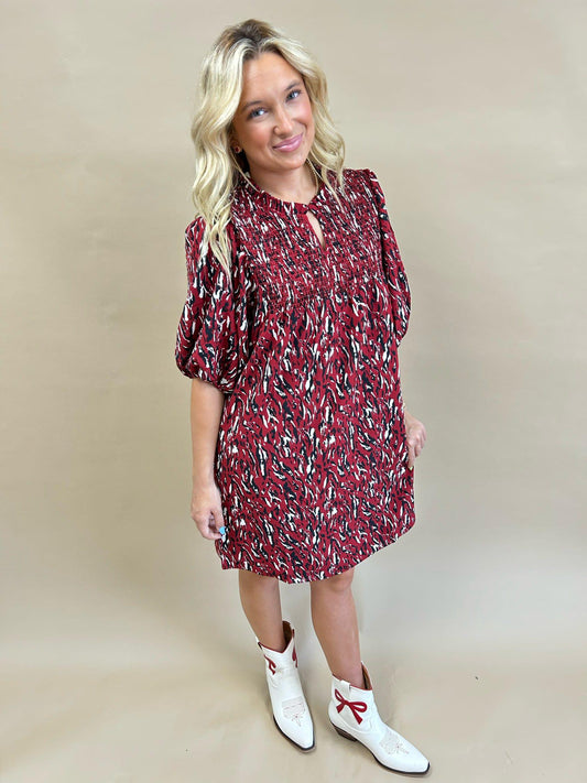 Dress Amelia Tiger Tail Garnet/Black