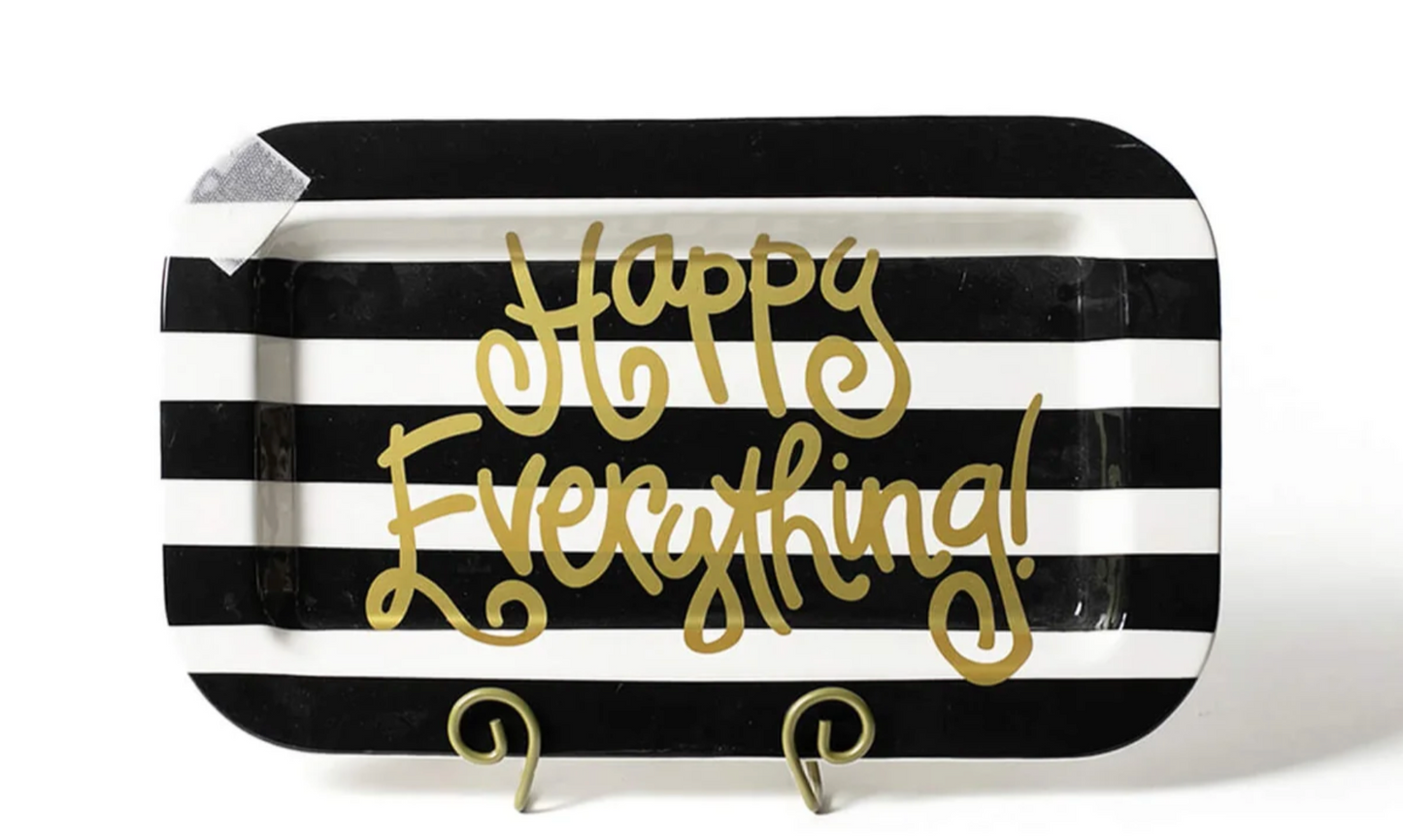 Black Stripe Happy Everything Mini Rectangle Platter with Champagne Attch