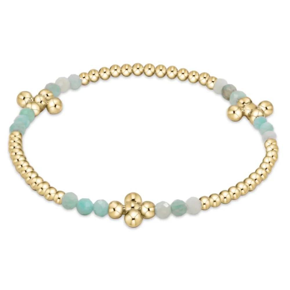 enewton Extends - Signature Cross Gold Bliss Pattern 2.5mm Bead Bracelet - Amazonite