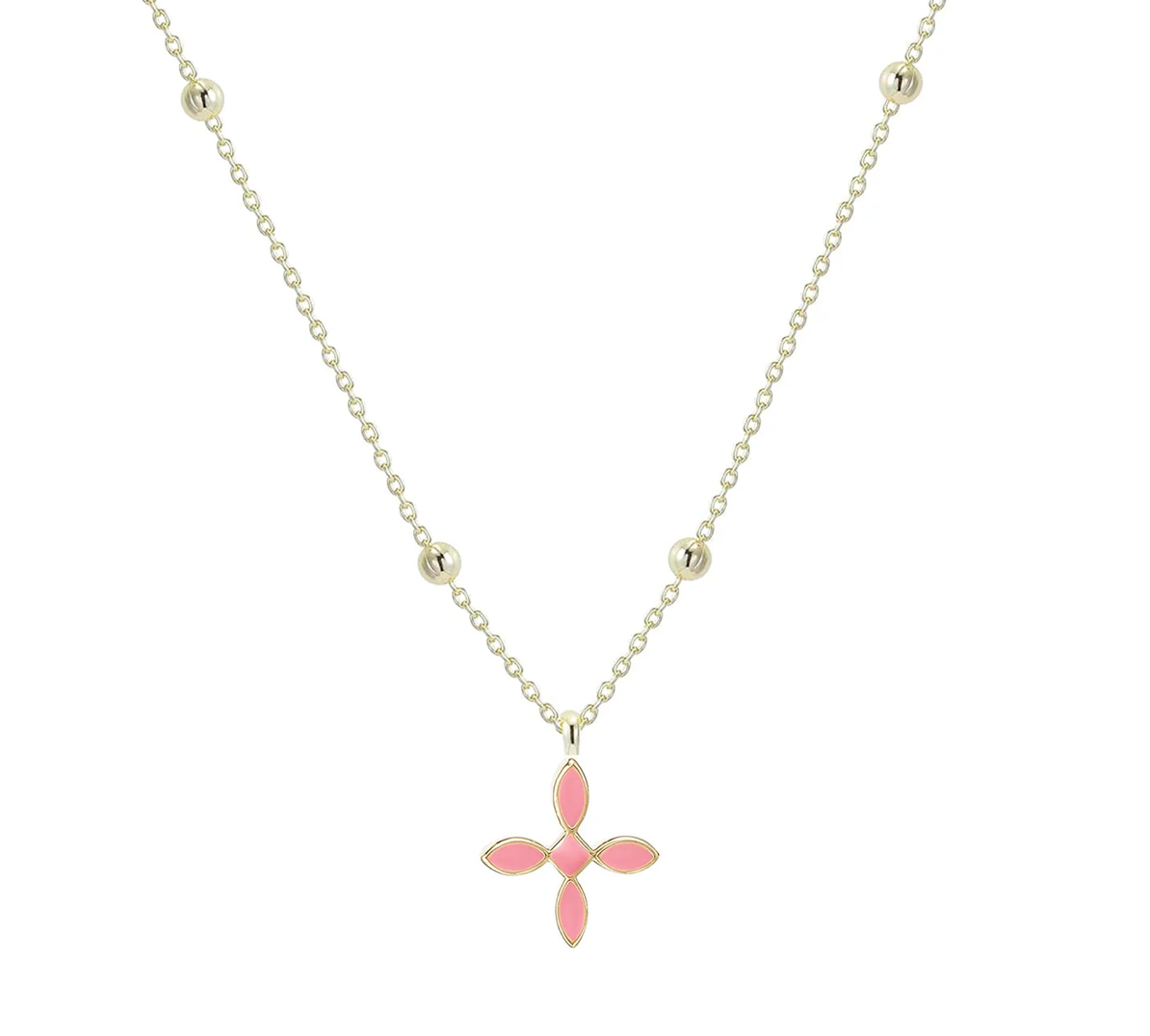 Enamel Cross Drop Necklace
