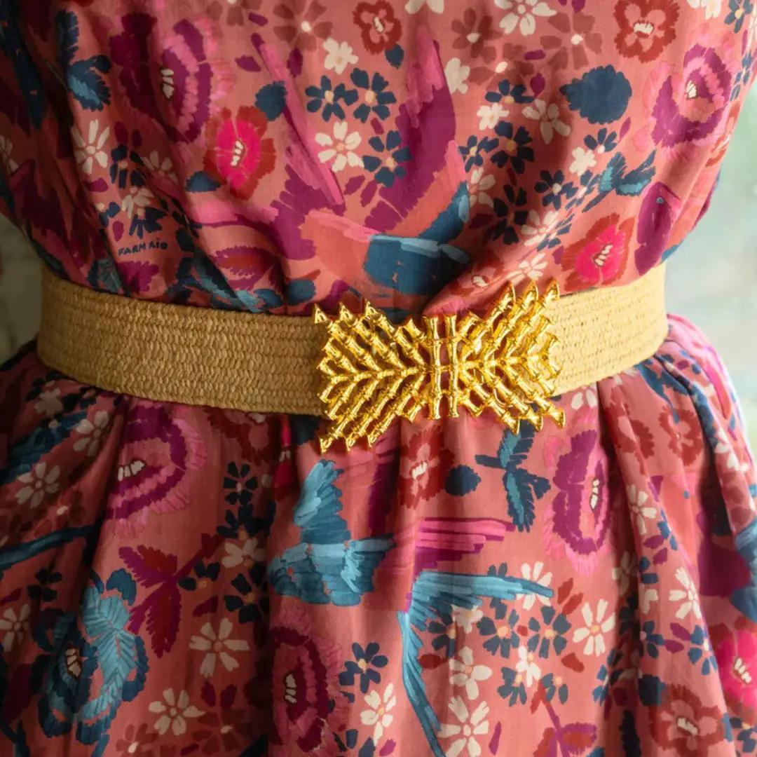 Dark Raffia Stretch Belt Band