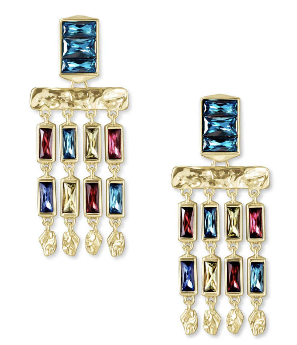 Jack Statement Earring Gold White Crystal