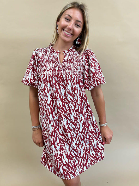 Dress Amelia Tiger Tail Crimson/White