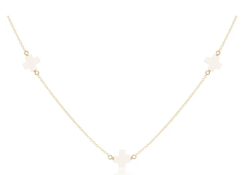 17" Choker Simplicity Chain Gold - Signature Cross Off-White