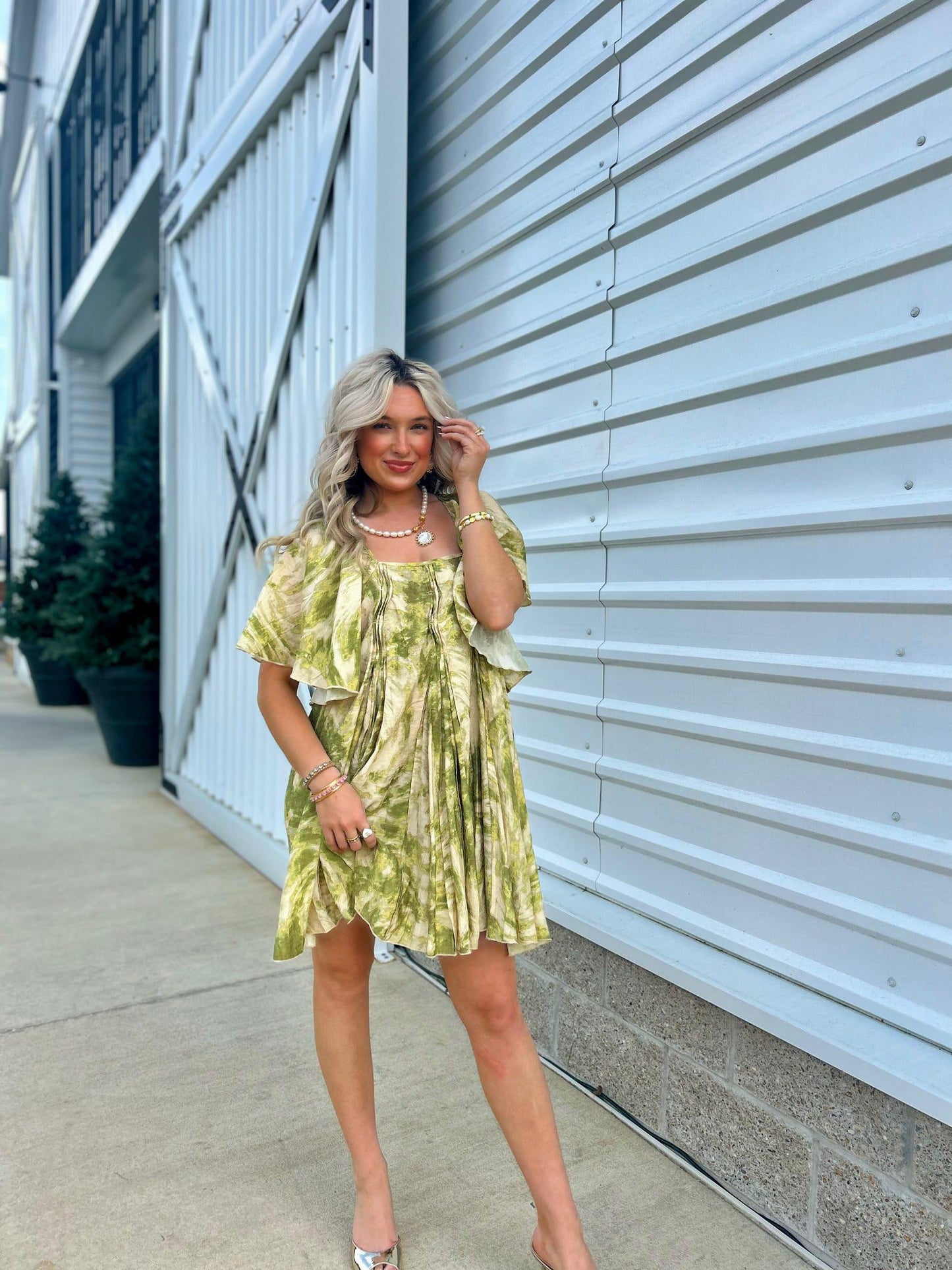 Pleated Accent Flow Dress