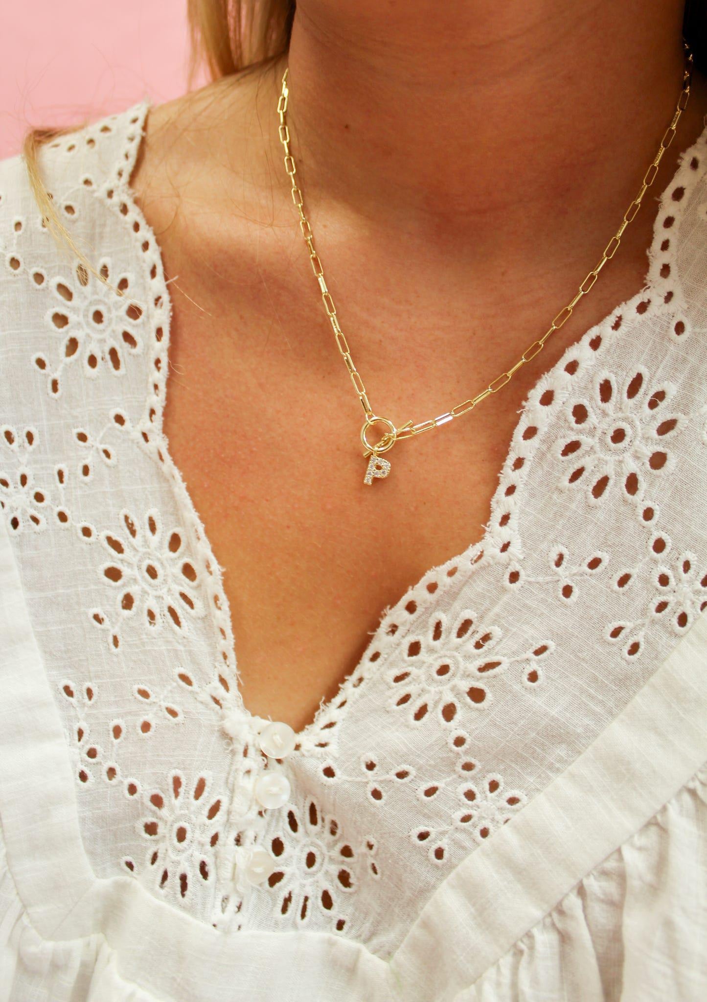 Sparkle Mini Toggle Initial Necklace