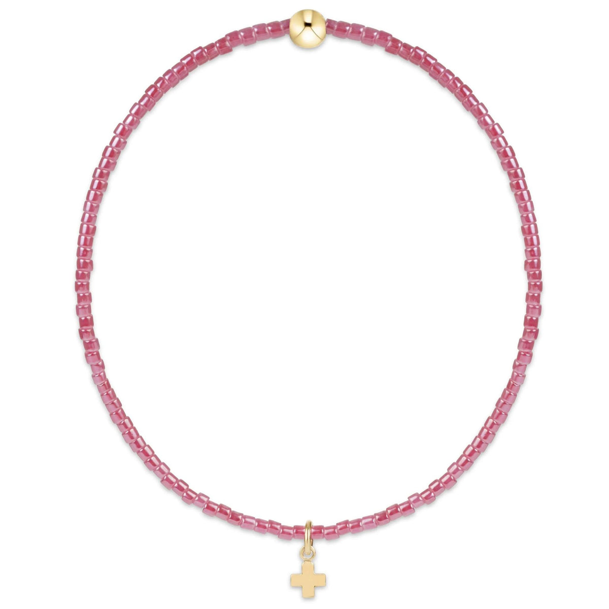 Hope Classic Pink Champagne Bracelet - Signature Cross Small Gold Charm