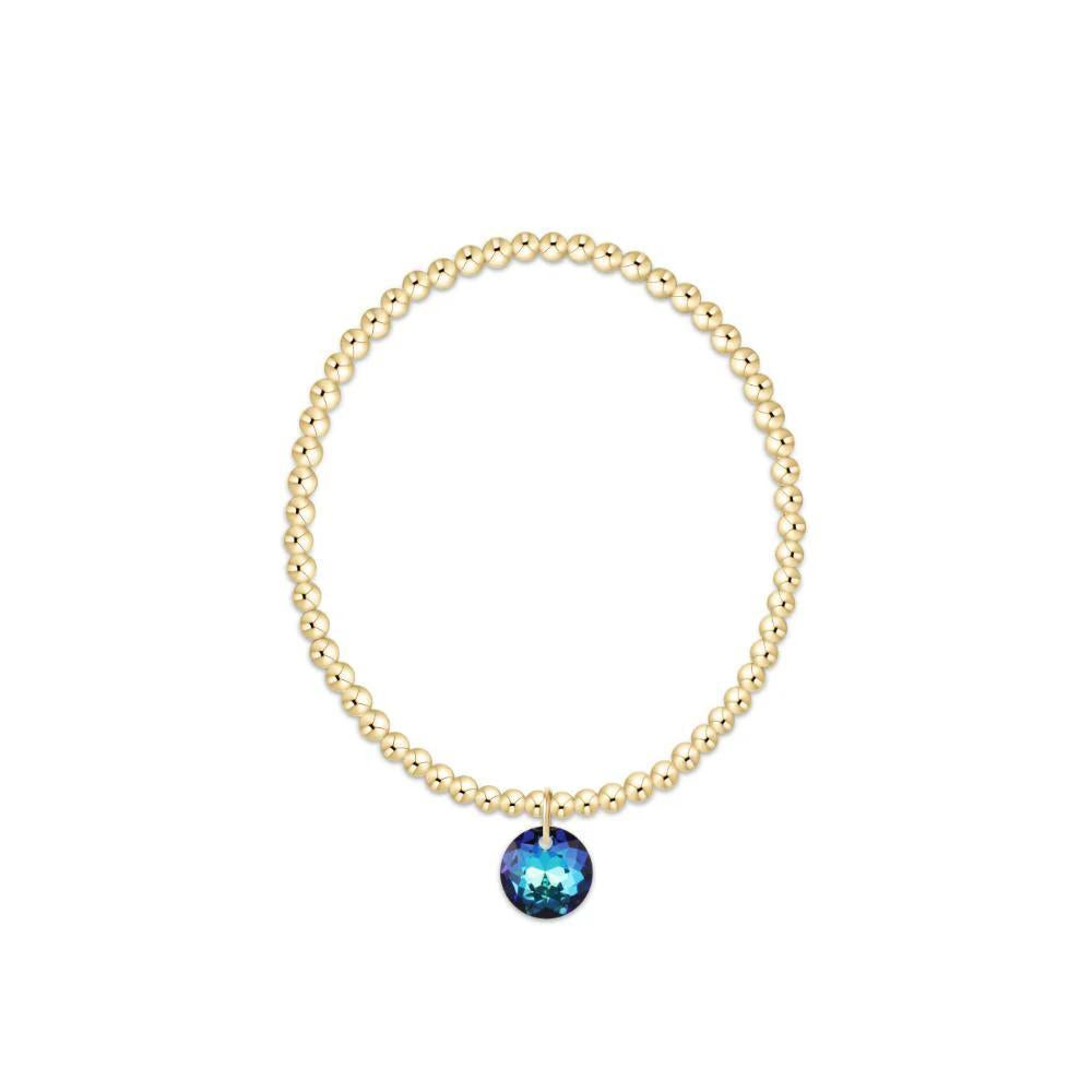 Classic Gold 3mm Bracelet- Reflection Charm- 12