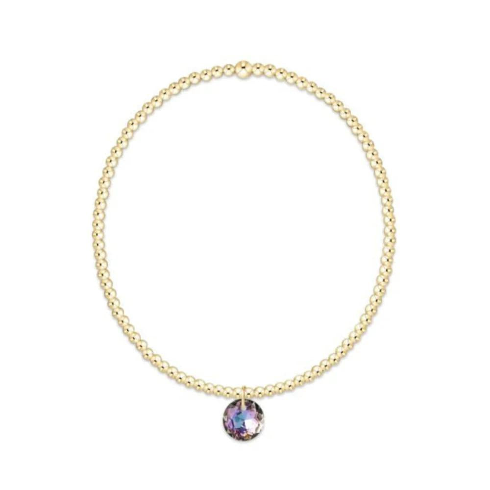 Classic Gold 2mm Bracelet- Reflection Small Charm- 06
