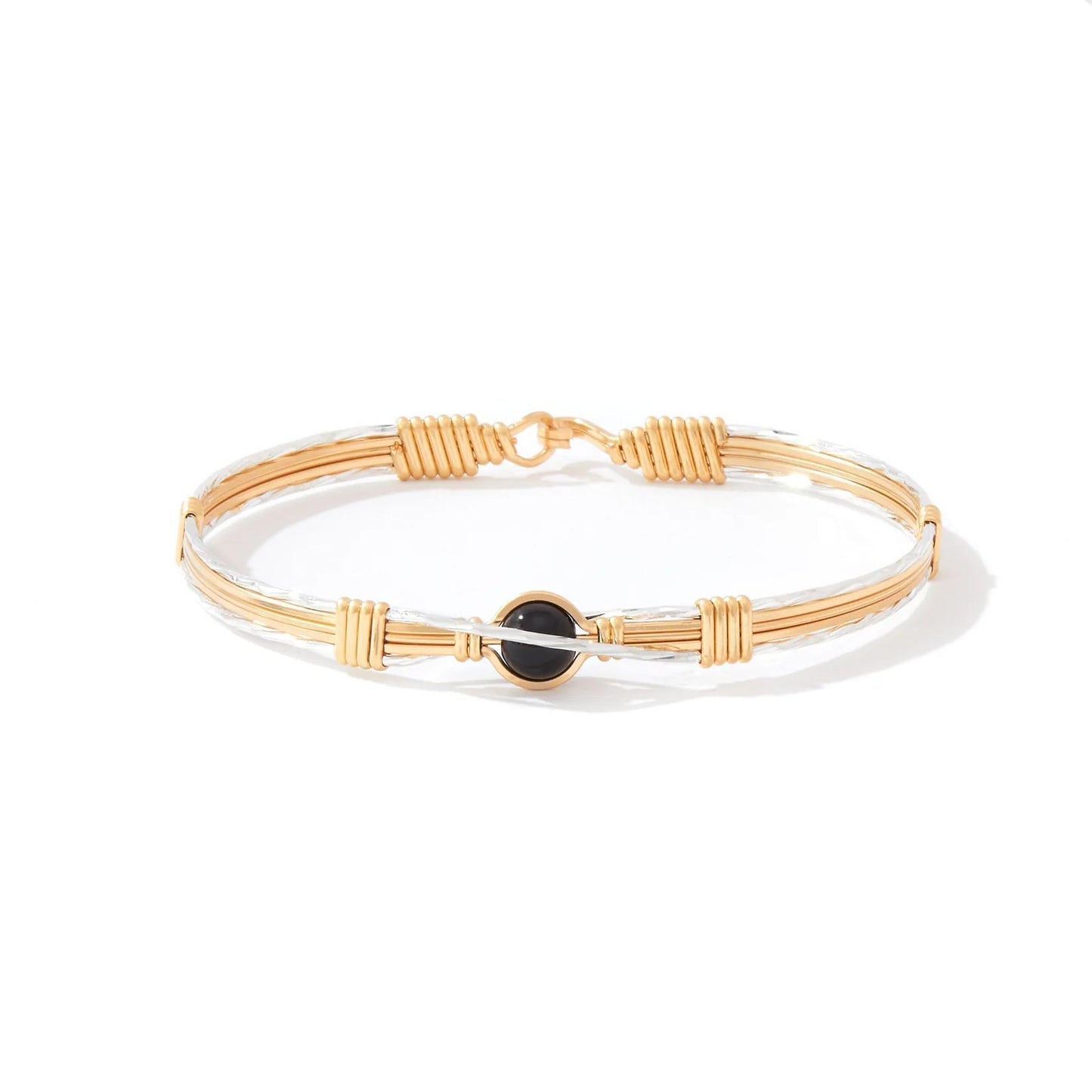 Remembrance Bracelet- 14 K Gold Artist Wire With Sterling Silver Crossover