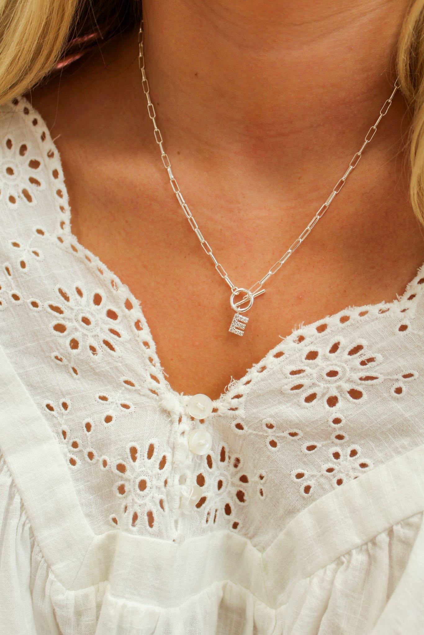 Sparkle Mini Toggle Initial Necklace