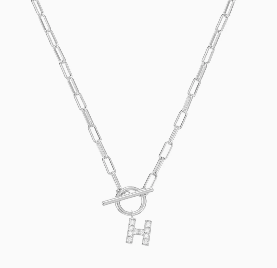Sparkle Mini Toggle Initial Necklace