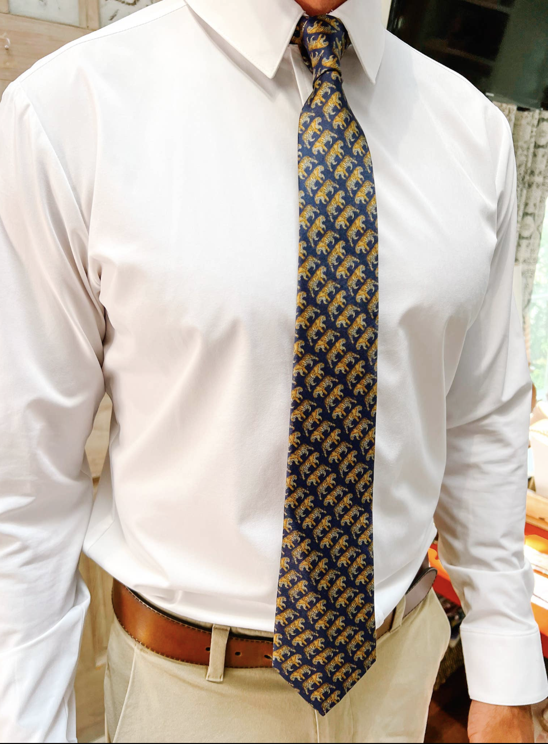 Men's Tie: Tigers on Navy