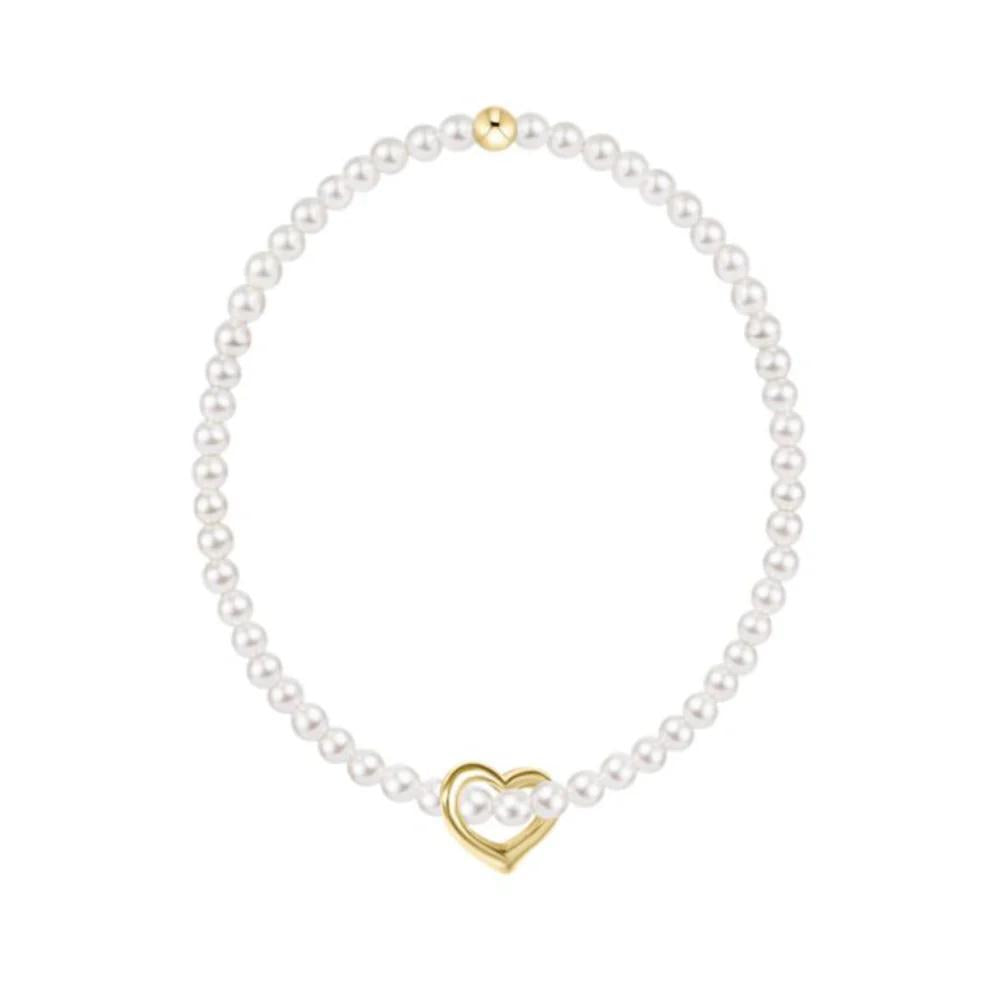 Egirl Classic Pearl 3mm Bracelet- Love Gold Charm
