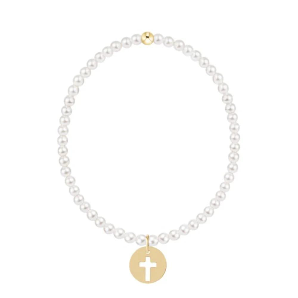 Egirl Classic Pearl 3mm Bracelet- Blessed Gold Disc