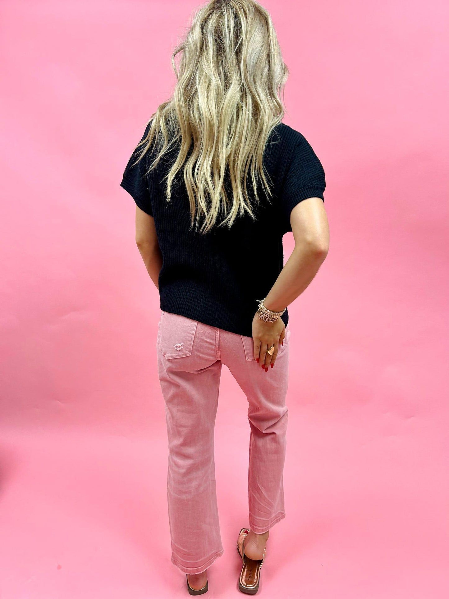 High Rise Criss Cross Crop Straight Jeans