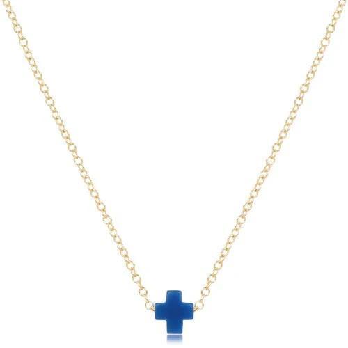 egirl 14" Necklace Gold- Signature Cross Small Colbalt